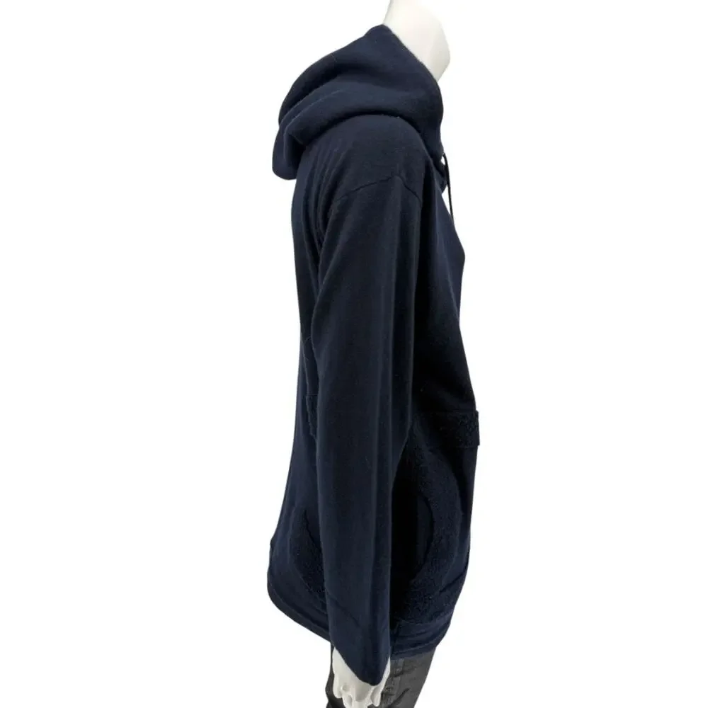 Chanel Navy Blue Cashmere Hoodie with Silver Hardware – Size 36
